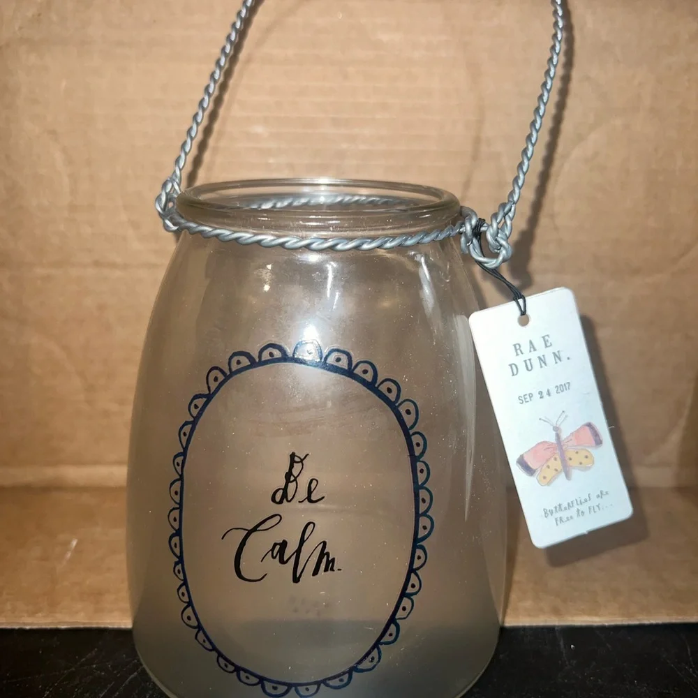 Rae Dunn Frosted Glass Lantern - Cream and Black